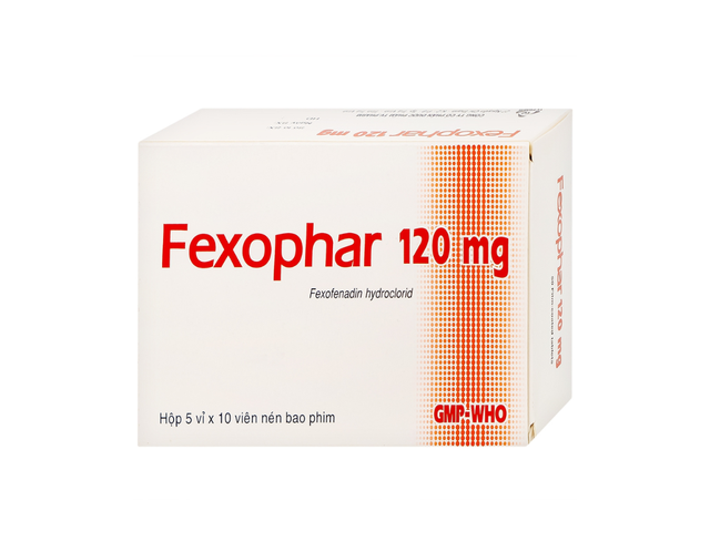 Thuốc Fexophar 120mg điều trị các triệu chứng viêm mũi dị ứng, dị ứng da, nổi mày đay (Hộp 5 vỉ x 10 viên)