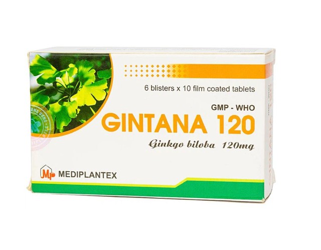 Thuốc Gintana 120 Mediplantex điều trị tai biến mạch máu não, thiểu năng tuần hoàn não (6 vỉ x 10 viên)