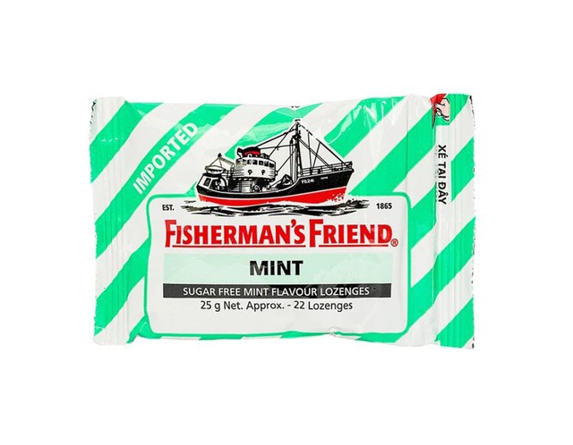 Kẹo con tàu Fisherman's Friend vị quýt thông cổ, mát họng, thông mũi (Hộp 24 Gói x 25g)