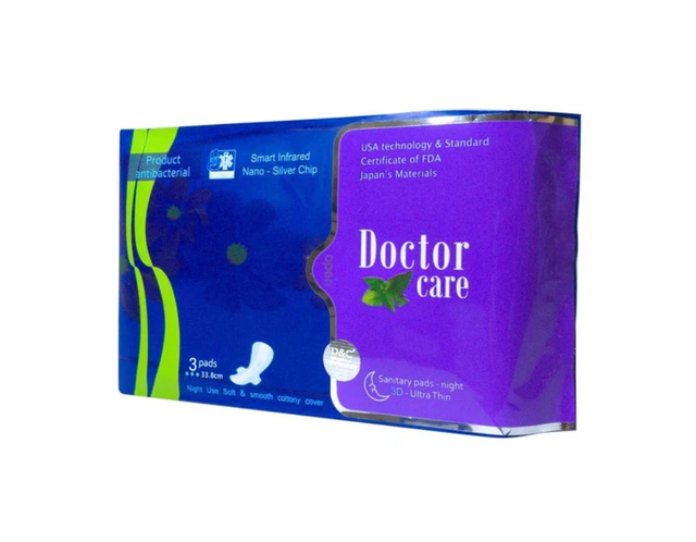 Băng vệ sinh ban đêm thảo dược có cánh Doctor Care 33.8cm (Gói 3 miếng)