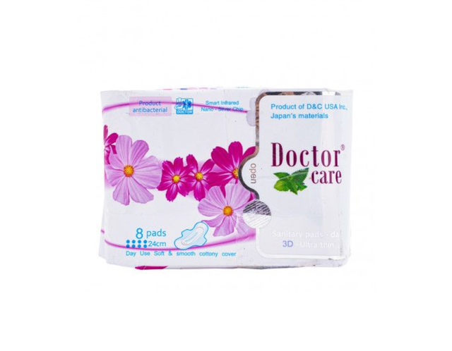 Băng vệ sinh thảo dược siêu mỏng có cánh Doctor Care 24cm (Gói 8 miếng)
