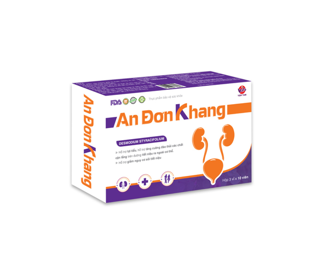 Viên uống An Đơn Khang hỗ trợ lợi tiểu, giảm nguy cơ sỏi tiết niệu (Hộp 3 vỉ x 10 viên)        