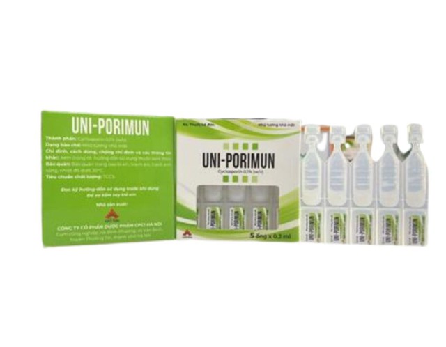 Thuốc nhỏ mắt Uni-Porimun điều trị viêm giác mạc(Hộp 5 ống x 0.3ml)