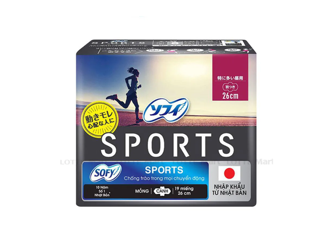 Băng vệ sinh Sofy Sports mỏng cánh 26cm (Gói 19 miếng)