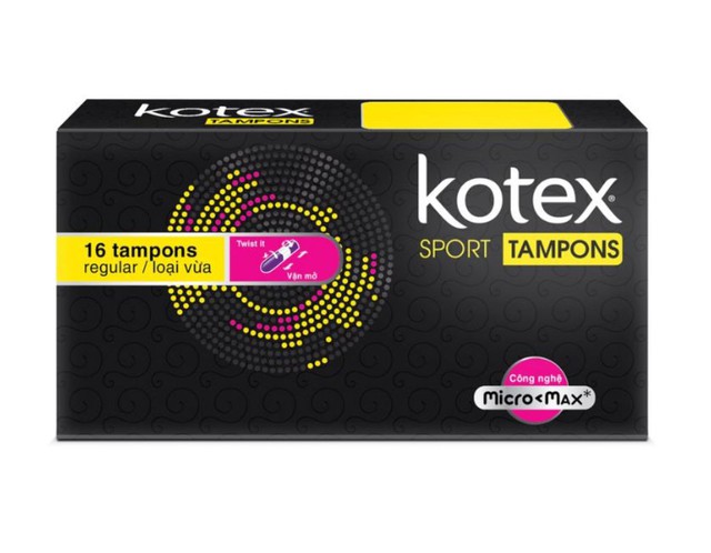 Băng Vệ Sinh Kotex Sport Tampon Loại Vừa (Hộp 16 miếng)