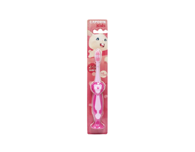 Bàn chải đánh răng Laforin Kids màu hồng lông cotton siêu mềm cho bé tập đánh răng từ 1 tuổi (Vỉ 1 chiếc)