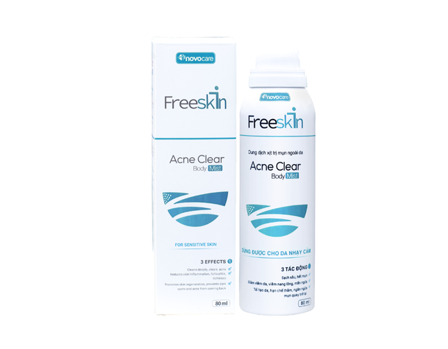 Dung dịch xịt mụn ngoài da Freeskin Acne Clear Body Mist loại bỏ sợi bã nhờn (Hộp 1 chai 80ml)