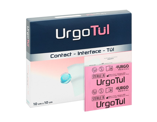 Gạc lưới vô trùng chống dính UrgoTul size 10cm x 10cm băng các vết thương cấp tính, mãn tính (Hộp 10 miếng)