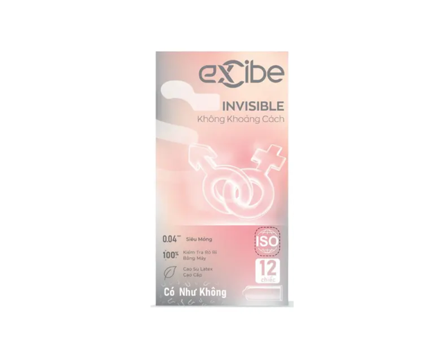 Bao cao su Excibe Invisible giảm nguy cơ mang thai ngoài ý muốn (Hộp 12 chiếc)