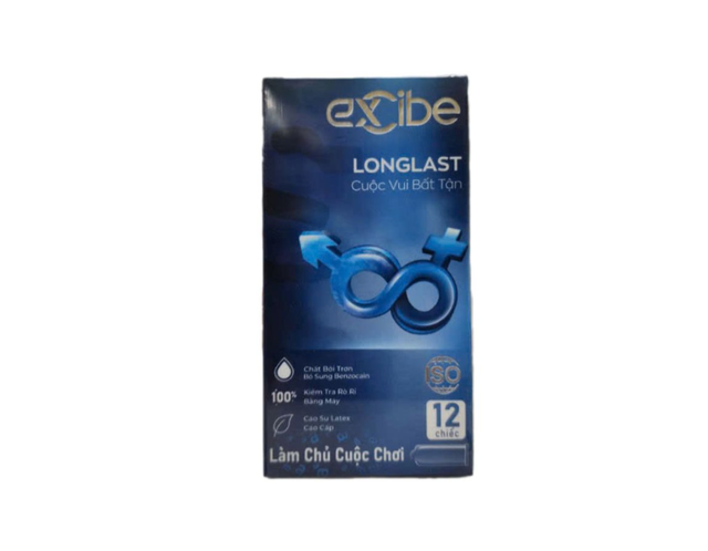 Bao cao su Excibe Longlast tránh thai ngoài ý muốn (Hộp 12 chiếc)     