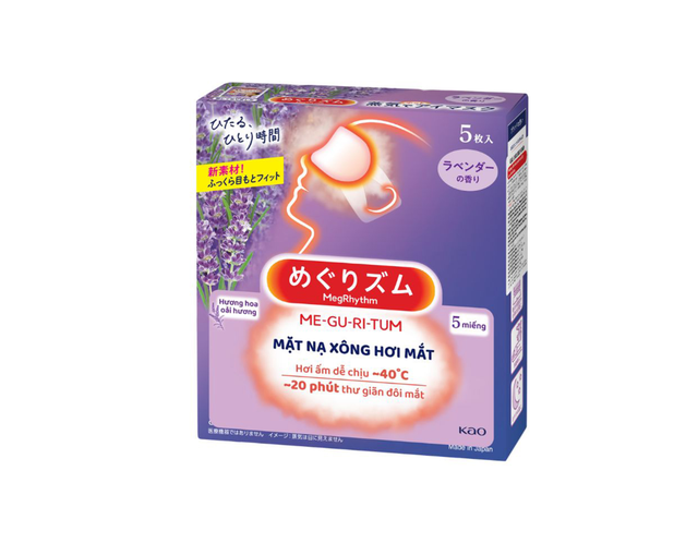 Mặt nạ xông hơi mắt MegRhythm Kao hương hoa oải hương dễ chịu, thư giãn đôi mắt (Hộp 5 miếng)