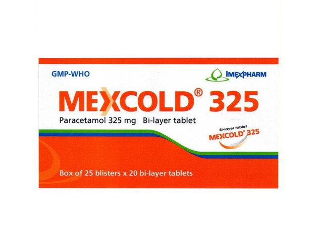 Thuốc Mexcold 325 Tab giúp giảm đau, hạ sốt (Hộp 10 vỉ x 10 viên)        
