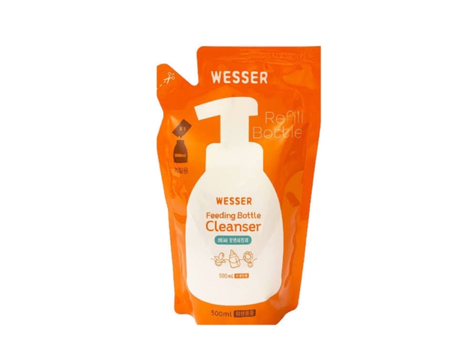 Nước rửa bình sữa Wesser vệ sinh bình an toàn, kháng khuẩn (Túi 500ml)