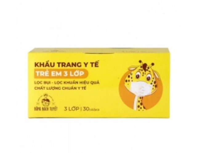 Khẩu trang y tế Trẻ em 3 lớp Bông Bạch Tuyết ( Hộp 30 chiếc)