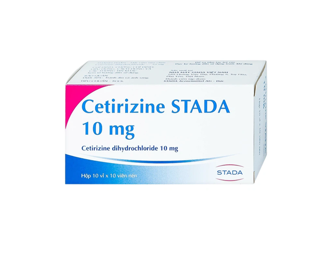 Thuốc Cetirizine STADA 10mg giảm các triệu chứng viêm mũi dị ứng, mày đay mẩn ngứa (Hộp 10 vỉ x 10 viên)