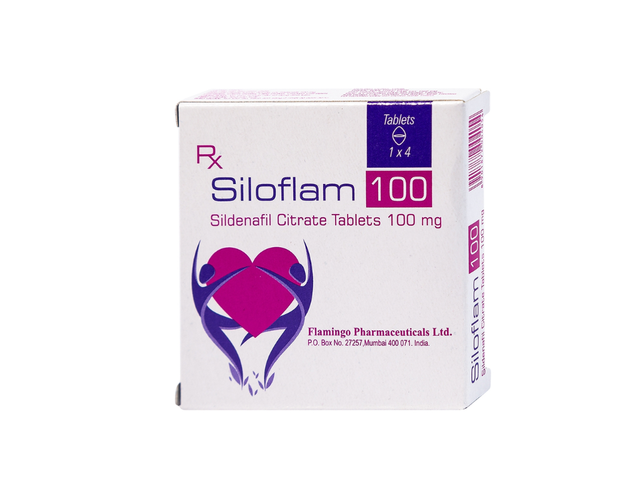 Thuốc Siloflam 100 Flamingo điều trị rối loạn cương dương (Hộp 1 vỉ x 4 viên)