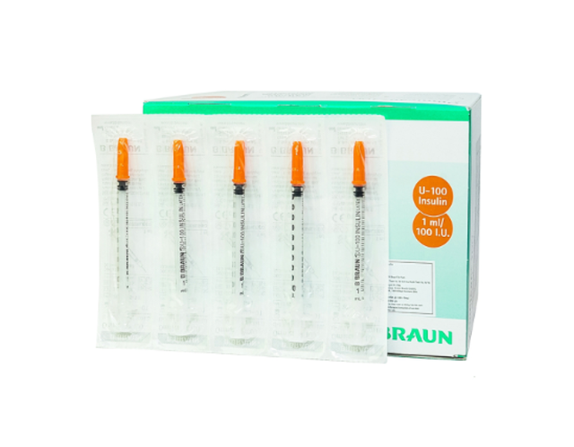 Kim tiêm tiểu đường B.Braun Omnican 1ml/100 I.U màu cam dùng cho người tiểu đường (Hộp 100 cái)