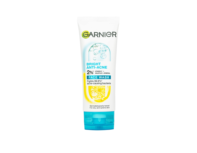 Gel rửa mặt Garnier Bright Anti-Acne Face Wash làm sạch sâu, ngừa mụn hiệu quả (Tuýp 100ml)