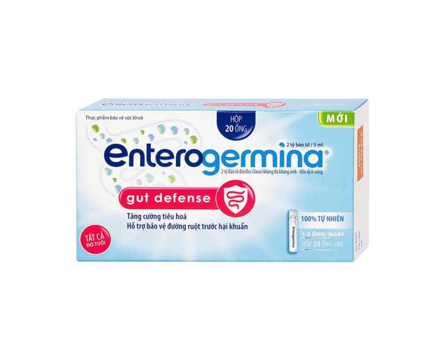 Enterogermina Gut Defense Sus 2 billion 5ml tăng cường tiêu hóa, hỗ trợ bảo vệ đường ruột (Hộp 2 vỉ x 10 ống)