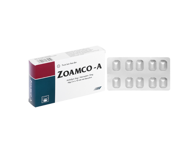 Thuốc Zoamco-A 5mg/10mg điều trị tăng huyết áp và phòng ngừa đau thắt ngực (Hộp 2 vỉ x 10 viên)