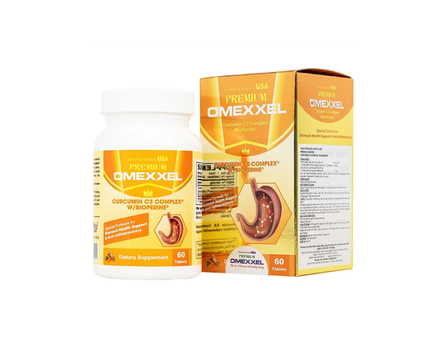 Viên uống Premium Omexxel Curcumin C3 Complex W/BioPerine hỗ trợ cải thiện tiêu hóa (Lọ 60 viên)