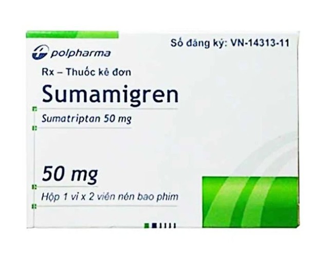 Thuốc Sumamigren 50 PolPharma điều trị đau nửa đầu (1 vỉ * 2 viên)