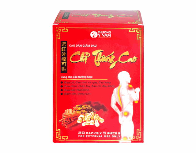 Cao dán Chỉ Thống Cao 7cmx10cm giảm đau nhức (Hộp 20 gói x 5 miếng)