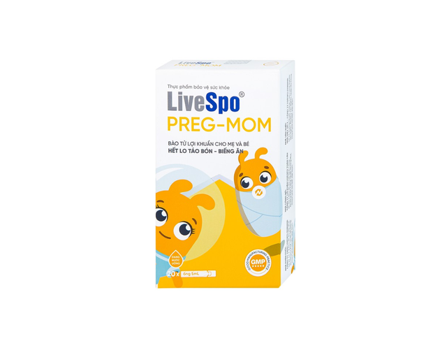 Bào tử lợi khuẩn LiveSpo Preg-Mom bổ sung lợi khuẩn đường ruột (Hộp 20 ống x 5ml)      