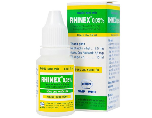 Thuốc nhỏ mũi Rhinex 0.05% TW25 giảm sung huyết, viêm xoang, viêm mũi dị ứng (Chai 15ml)