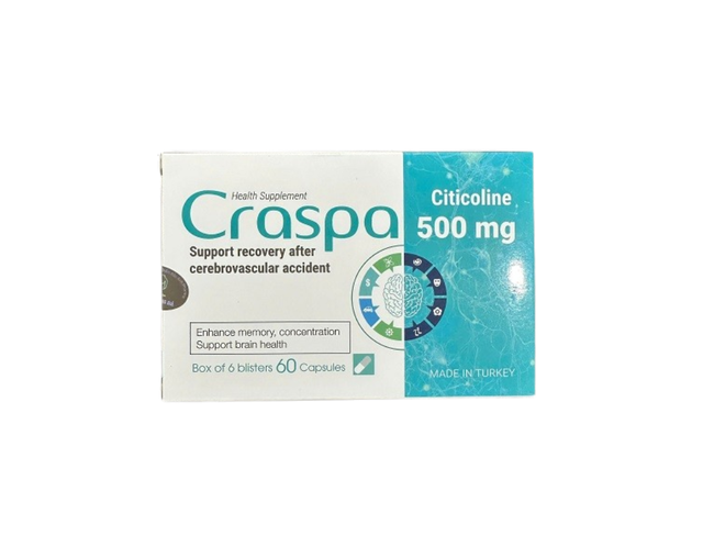 Viên uống Craspa hoạt huyết thông mạch, hỗ trơ sau tai biến mạch máu não (Hộp 6 vỉ x 10 viên)
