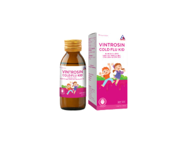 Thuốc Vintrosin Cold Flu Kid giúp giảm đau, hạ sốt, đau họng (lọ 75ml)