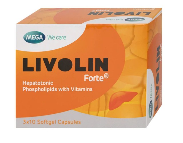 Thuốc Livolin Forte Cap điều trị viêm gan cấp, bán cấp và viêm gan mạn tính, xơ gan (3 vỉ * 10 viên)       