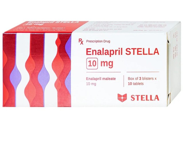Thuốc Enalapril Stella 10mg điều trị tăng huyết áp, suy tim sung huyết (3 vỉ * 10 viên)