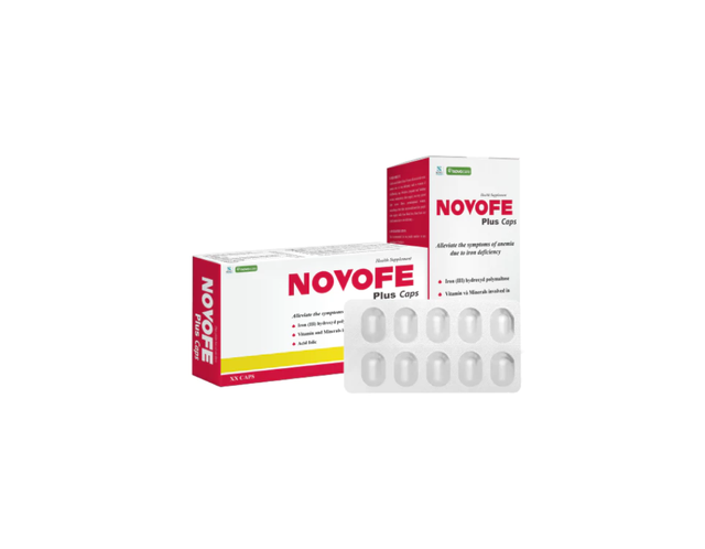 Sắt Novofe Plus bổ sung sắt và vitamin cần thiếu hỗ trợ thiếu máu do thiếu sắt (Hộp 30 viên)