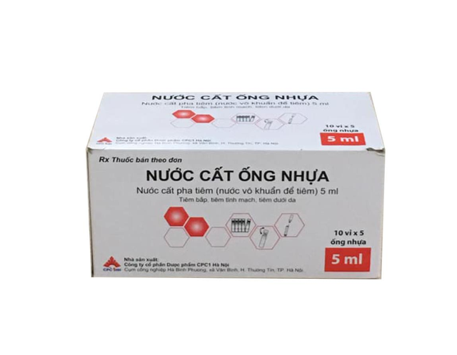 Nước cất ống nhựa 5ml CPC1 hòa tan, pha loãng các chế phẩm thuốc (Hộp 10 vỉ x 5 ống nhựa)