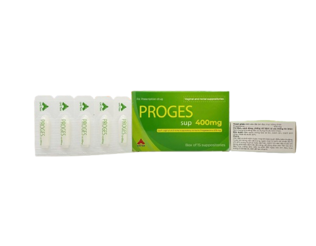 Viên đặt Proges Sup 400mg điều trị hội chứng tiền kinh nguyệt và trầm cảm sau sinh (Hộp 3 vỉ x 5 viên)