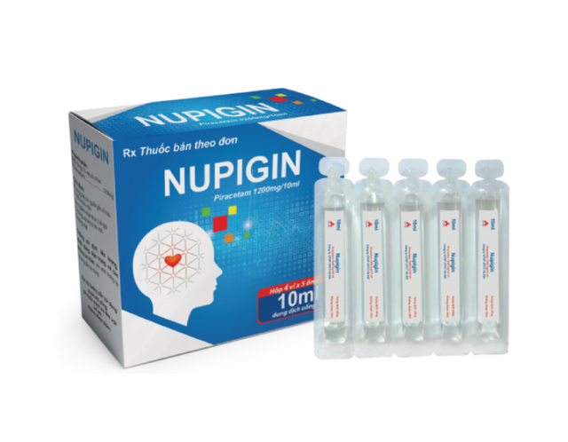 Dung dịch uống Nupigin 1200mg/10ml điều trị rung giật cơ nguồn gốc vỏ não, thiếu máu não (Hộp 4 vỉ x 5 ống)