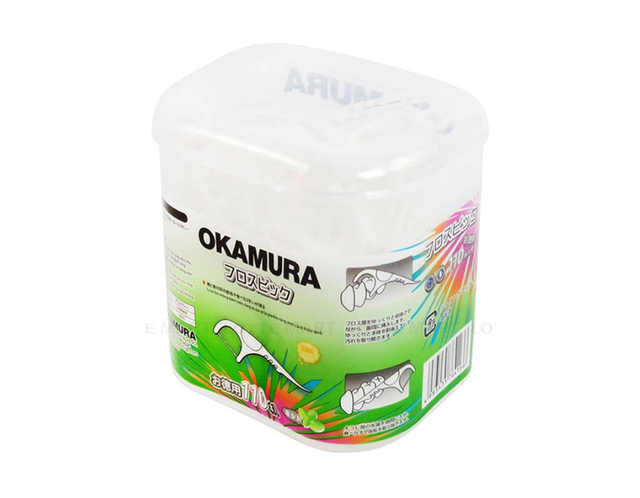 Tăm chỉ kẽ răng Okamura chăm sóc răng miệng chất lượng Nhật Bản (Hộp 110 cây)