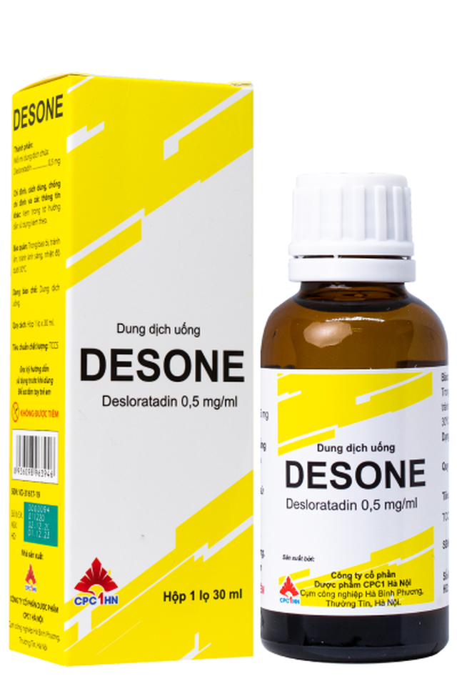 Dung dịch uống Desone 0.5mg/ml điều trị viêm mũi dị ứng và mề đay, mẩn ngứa (Hộp 1 chai 30ml)
