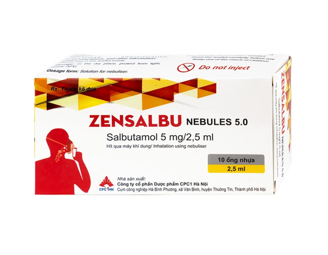 Dung dịch khí dung Zensalbu 5mg/2.5ml kiểm soát co thắt phế quản mạn, điều trị hen nặng cấp tính (Hộp 2 vỉ x 5 ống)