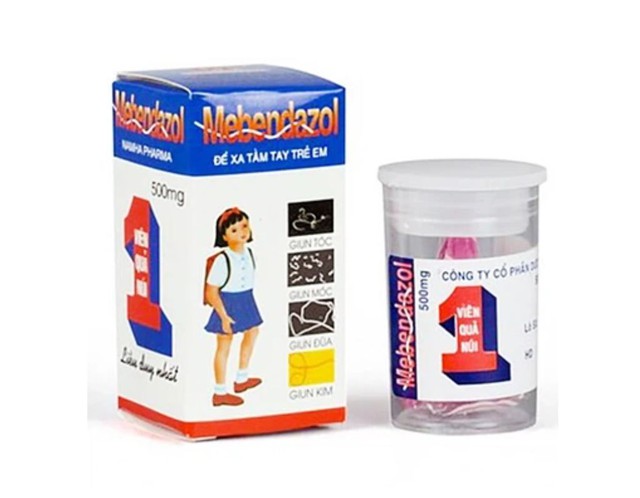 Thuốc Mebendazol 500mg điều trị các bệnh giun kim, giun tóc, giun móc, giun đũa (Hộp 1 lọ 1 viên)