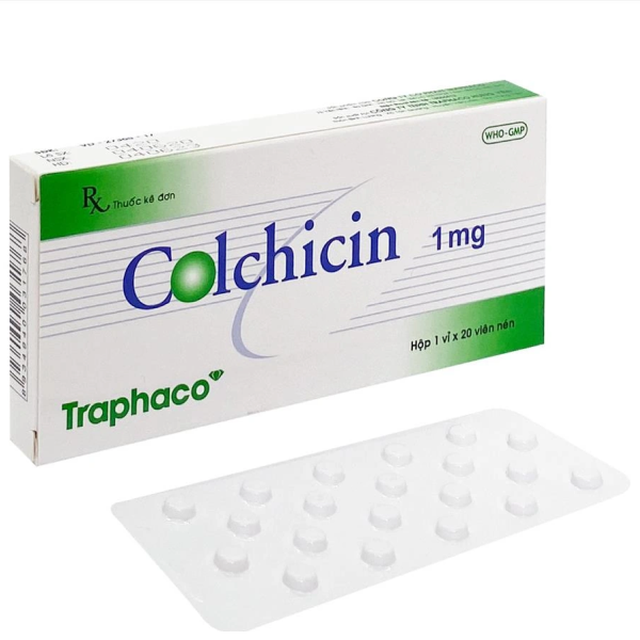 Viên uống Colchicin Traphaco 1mg giúp kháng viêm, giảm đau trong cơn gout cấp (Hộp 1 vỉ x 20 viên)