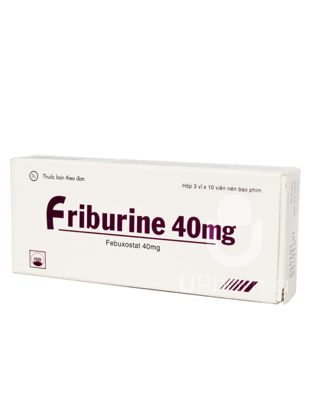 Thuốc Friburine 40mg trị tăng acid uric huyết trong bệnh gout mạn tính (Hộp 3 vỉ x 10 viên)