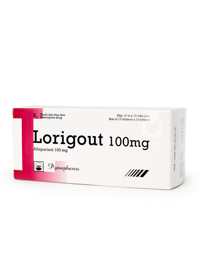 Thuốc Lorigout 100mg điều trị bệnh gout (Hộp 10 vỉ x 10 viên)