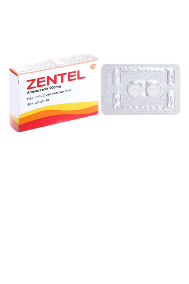 Thuốc Zentel 200mg điều trị giun đường ruột (hộp 1 vỉ * 2 viên)