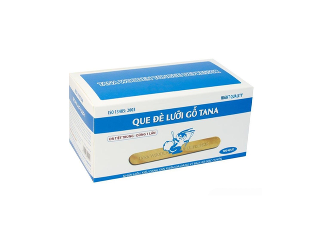Que đè lưỡi gỗ Tana dùng để khám miệng, lưỡi, họng (Hộp 100 chiếc)
