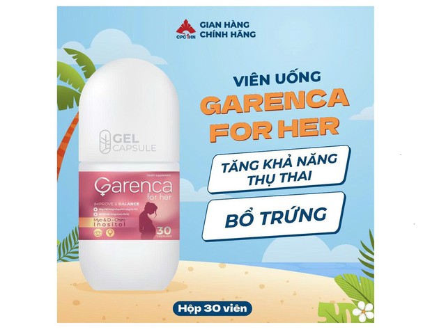Thực phẩm bảo vệ sức khỏe Garenca for her cung cấp inositol, các vitamin và khoáng chất cho quá trình chuẩn bị mang thai (Lọ 30 viên)