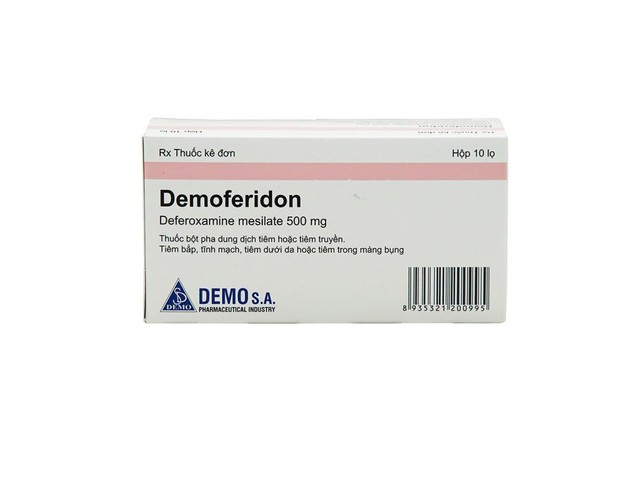 Thuốc tiêm Demoferidon 500mg điều trị thừa sắt mạn tính, nhiễm độc sắt cấp tính, thừa nhôm (Hộp 10 ống)